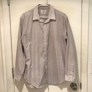 Calvin Klein dress shirt, white and gray stripes